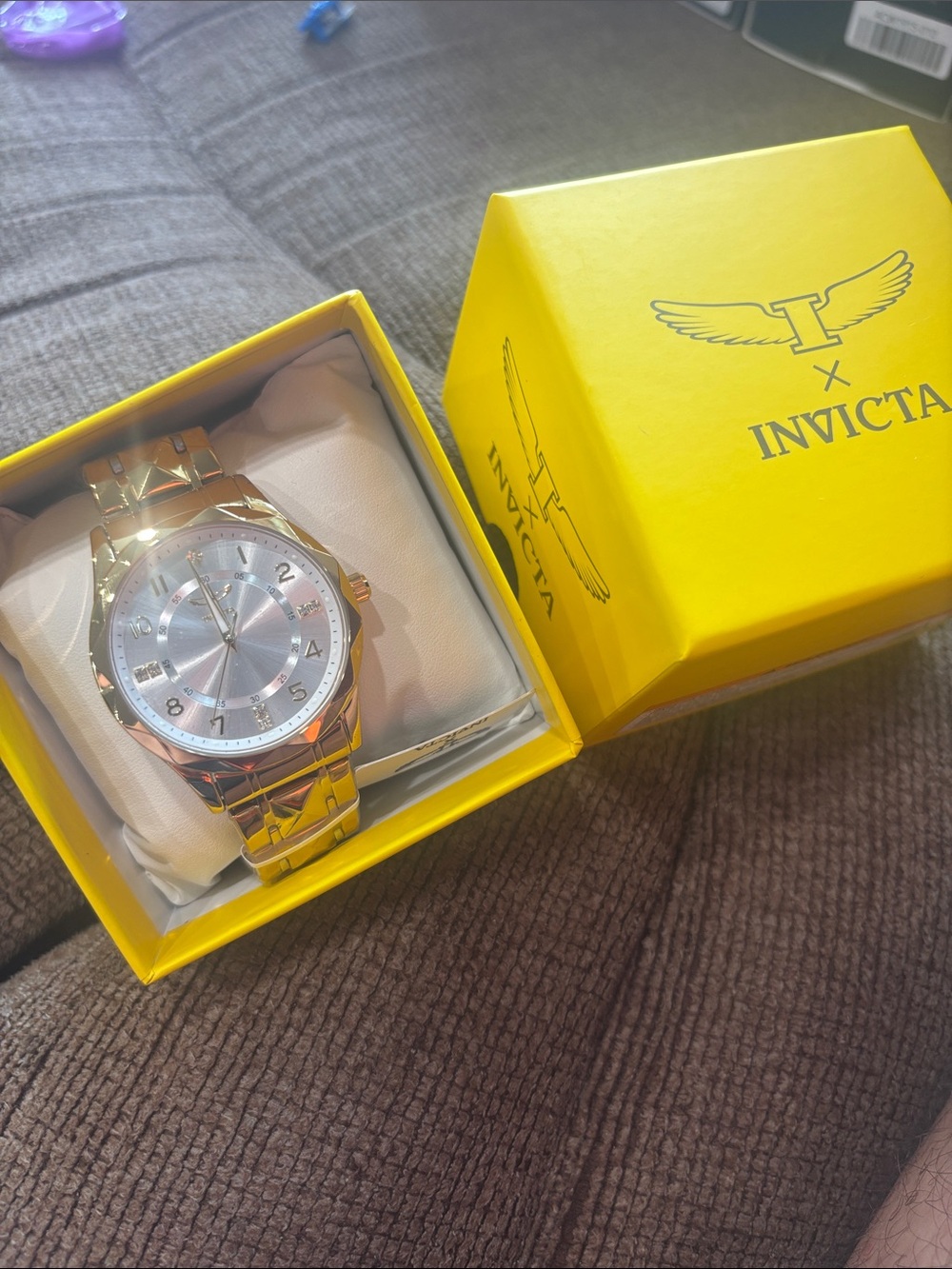 Invicta Gold Tone Dress Watch with Silver Dial